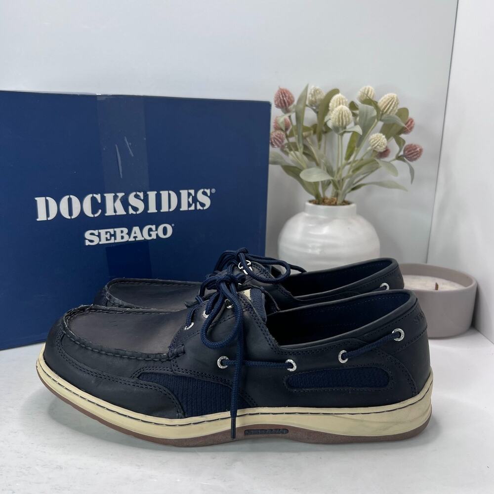 Sebago Navy Blue Docksides Men’s Boat Shoes LIKE NEW